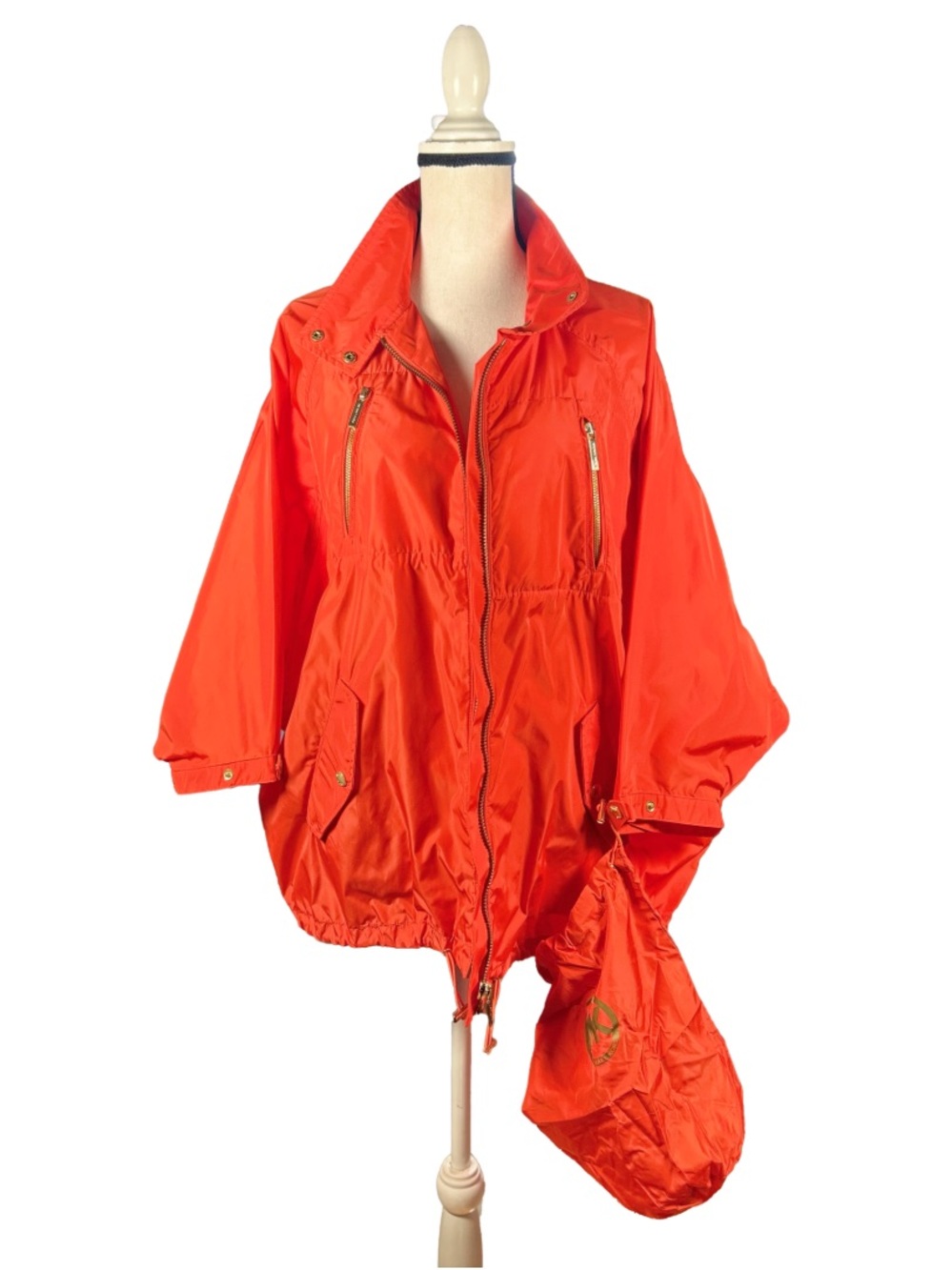 MICHAEL Michael Kors Womens Packable Orange Anorak Windbreaker Jacket Size M